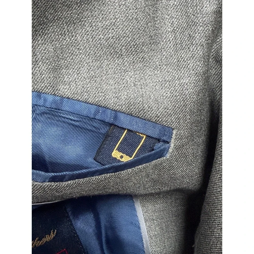 Brooks Brothers Blazer Mens 40R Gray Brooksgate Milano 100% Wool Business Office